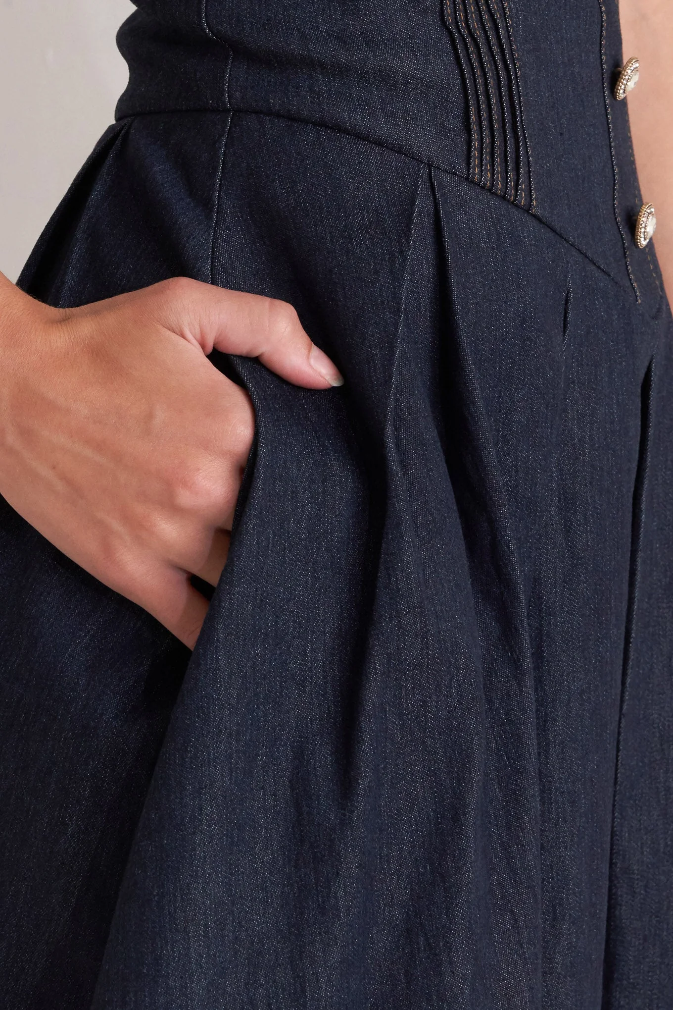 URBAN CORSET DENIM MIDI DRESS - Image 6