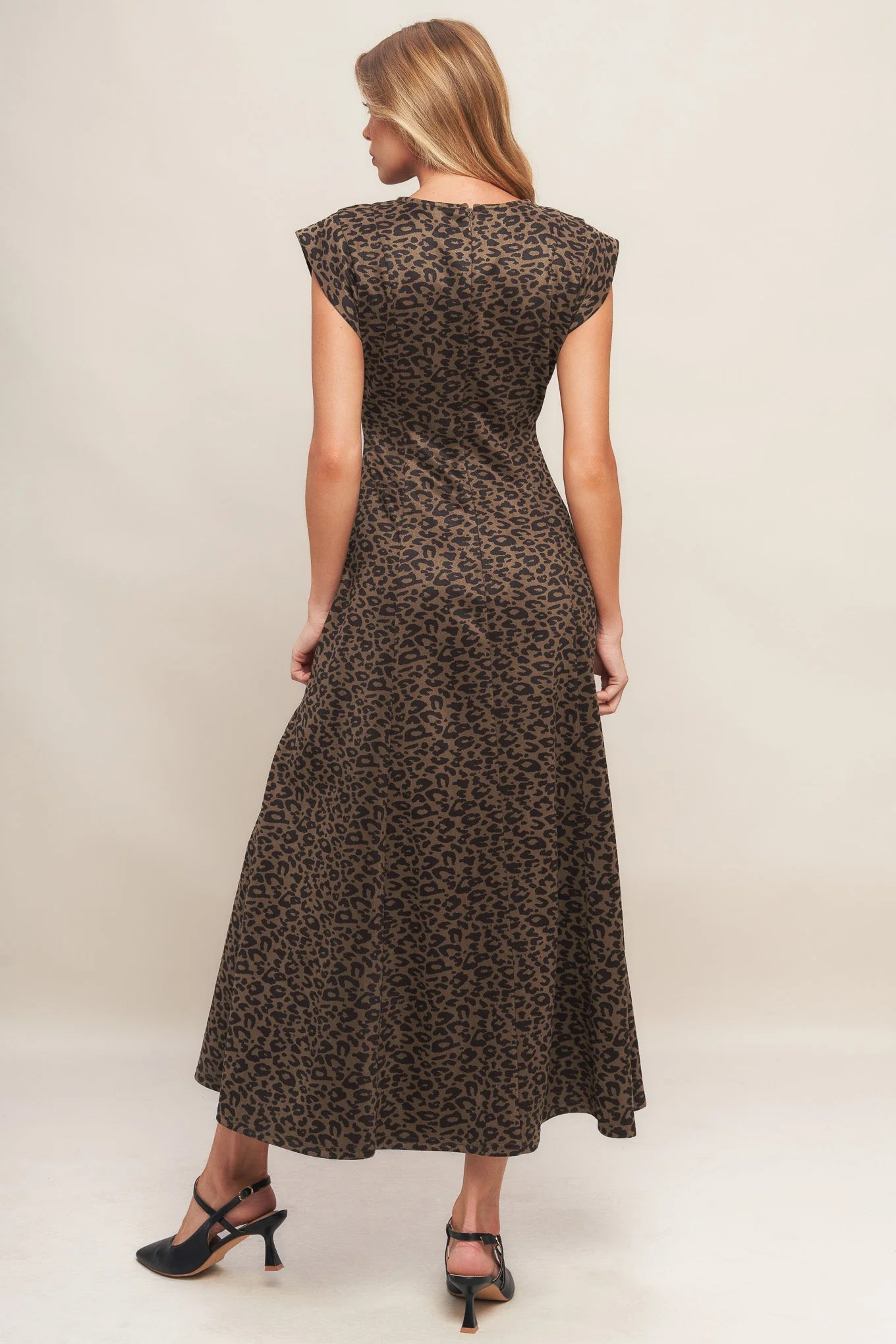 URBAN JUNGLE BROWN LEOPARD SUEDED KNIT MIDI DRESS - Image 3