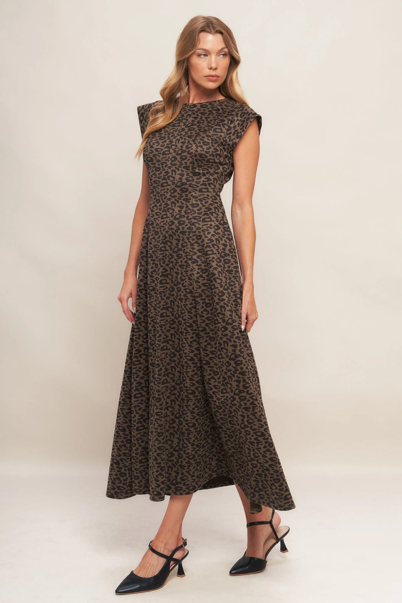 URBAN JUNGLE BROWN LEOPARD SUEDED KNIT MIDI DRESS - Image 6