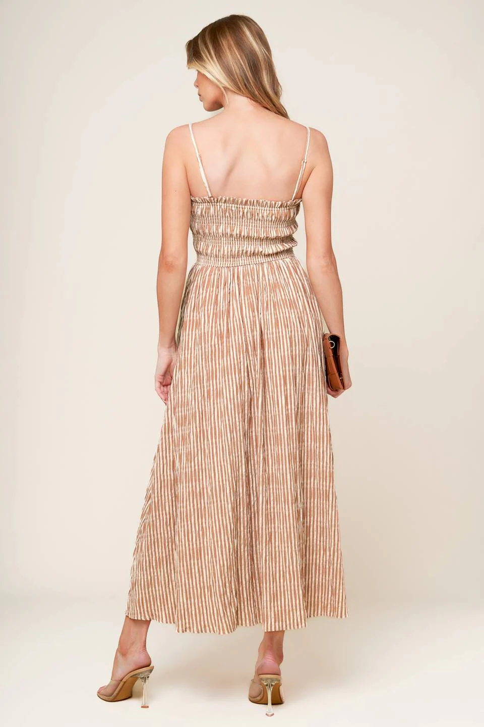 VALHALLA BROWN STRIPED MIDI DRESS - Image 6