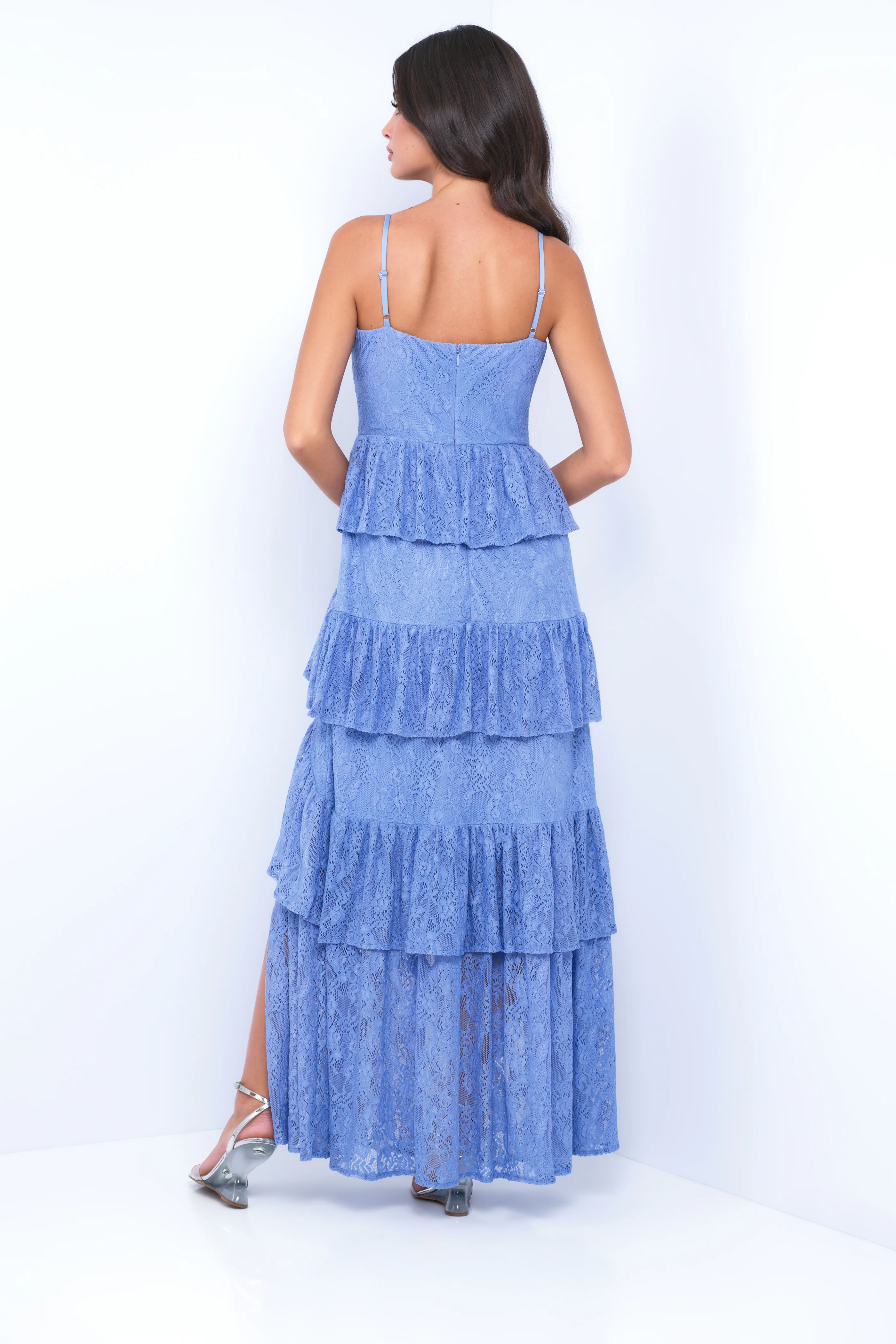 Vanna Lace Tiered Maxi Dress - Periwinkle - Image 6
