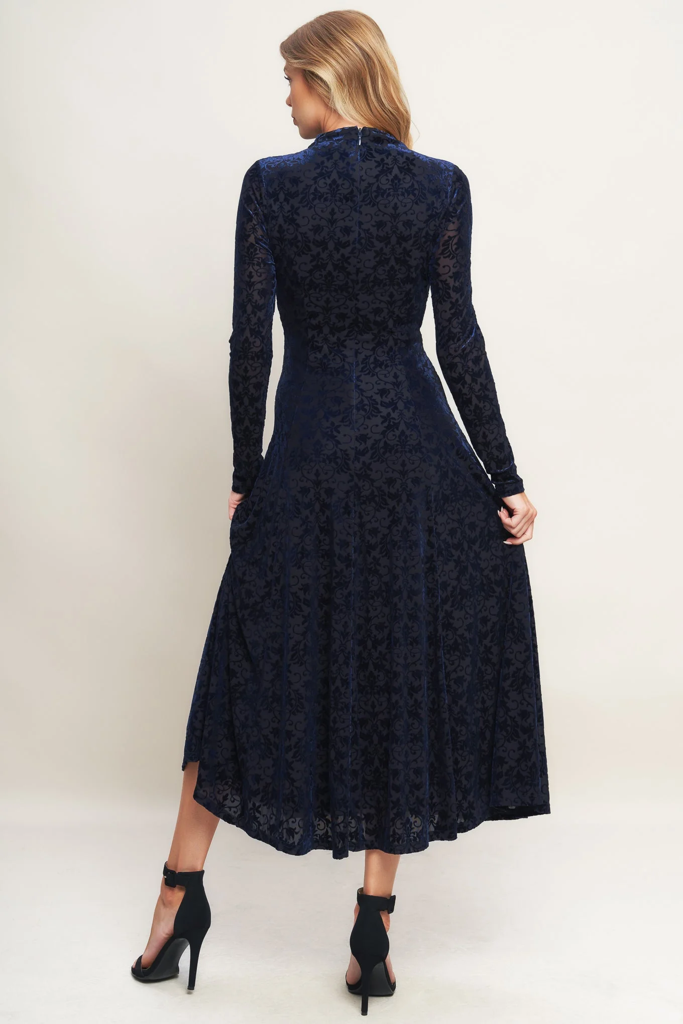 Size Small, VELVET GALAXY CHARM MIDI DRESS - NAVY - FINAL SALE - Image 2