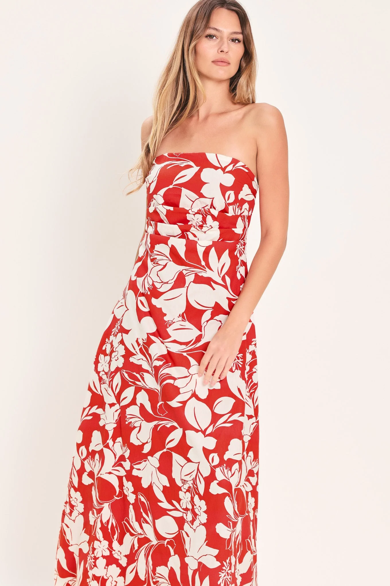 VIBRANT PETAL RED MIDI DRESS - Image 3