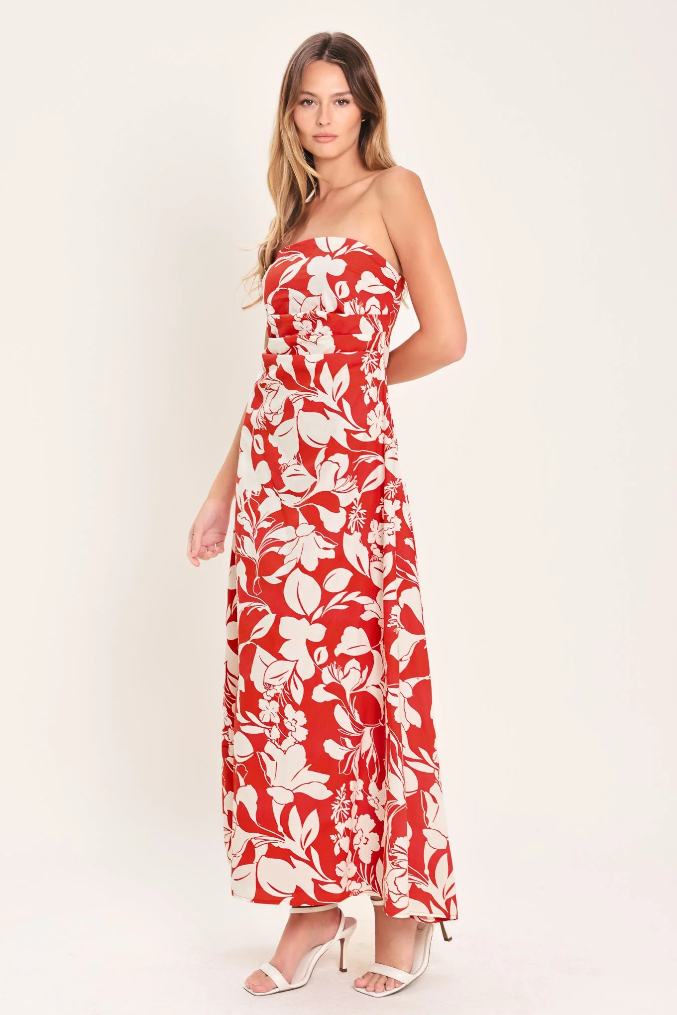 VIBRANT PETAL RED MIDI DRESS - Image 4