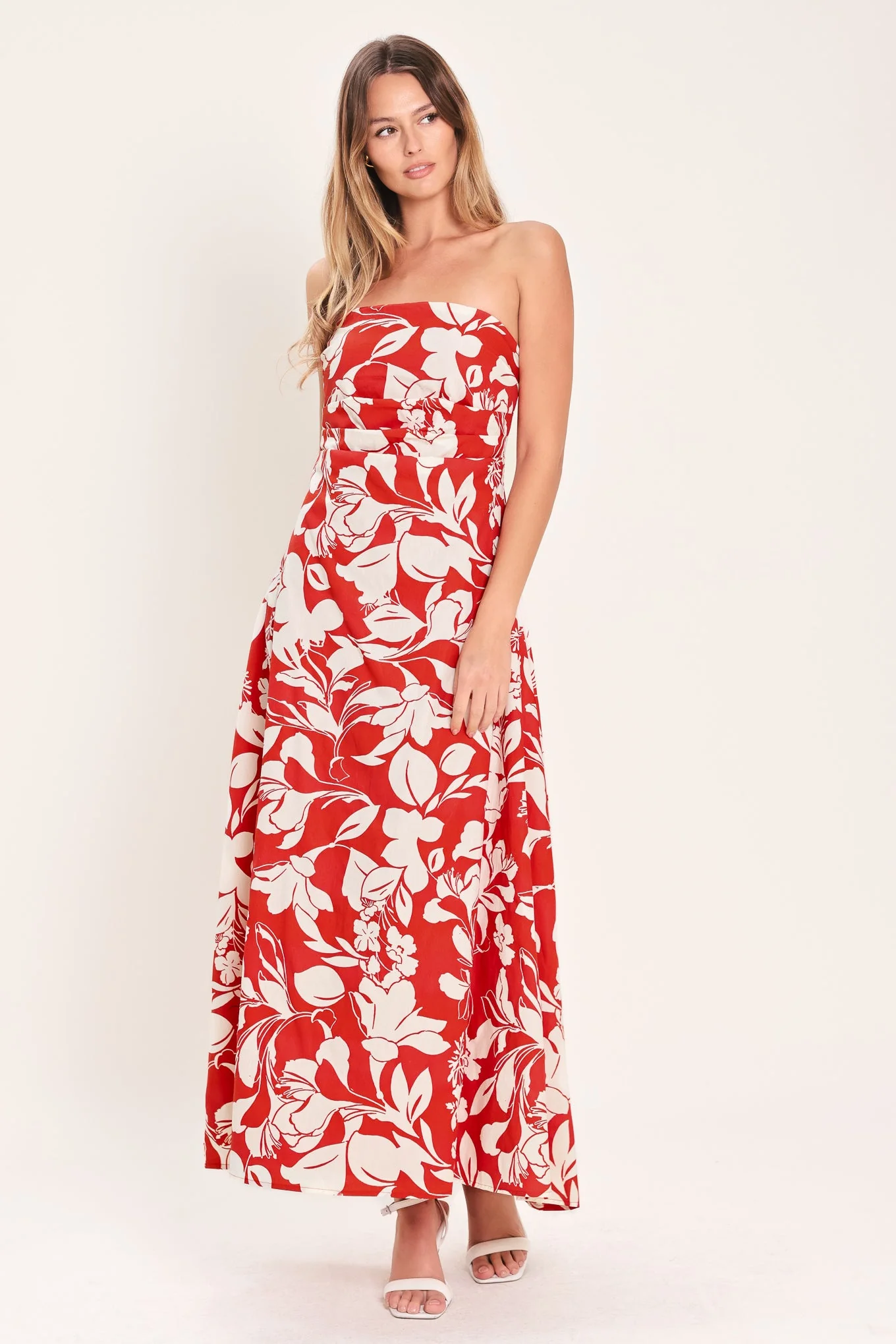 VIBRANT PETAL RED MIDI DRESS - Image 5