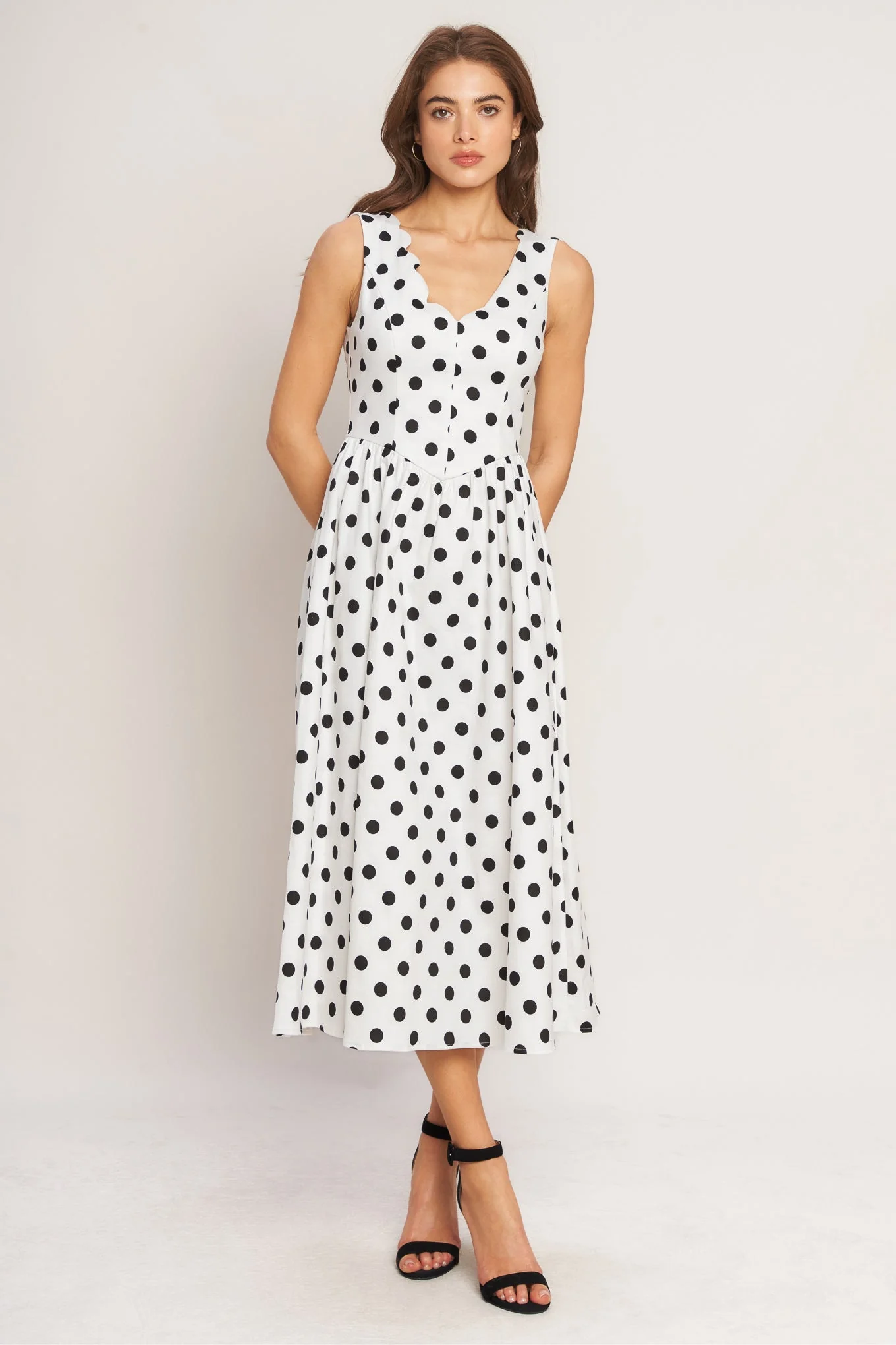 VINTAGE WHISPER POLKA DOT MIDI DRESS - Image 3