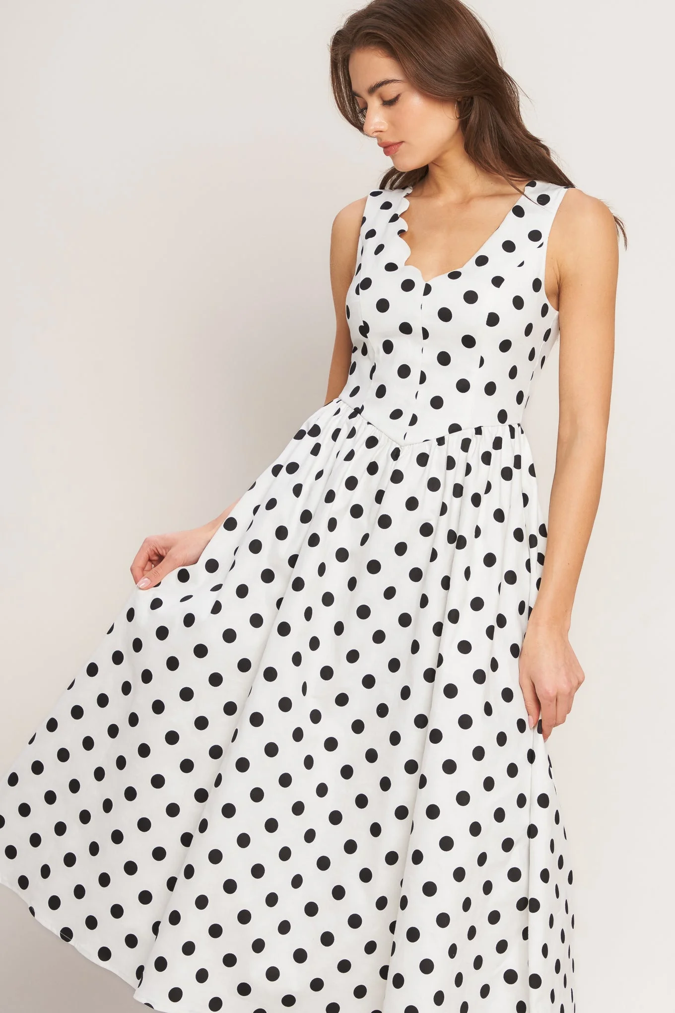 VINTAGE WHISPER POLKA DOT MIDI DRESS - Image 4