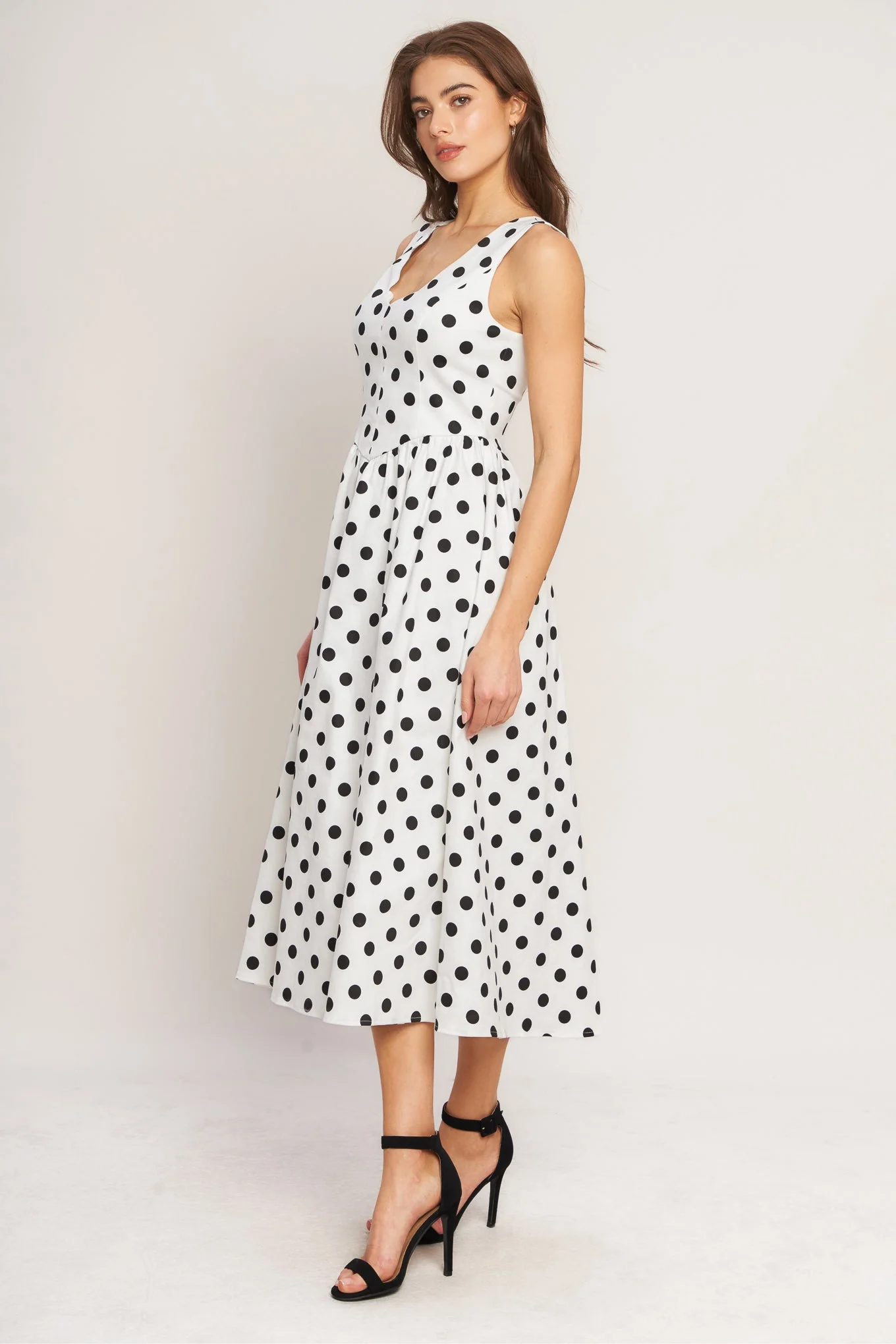 VINTAGE WHISPER POLKA DOT MIDI DRESS - Image 5
