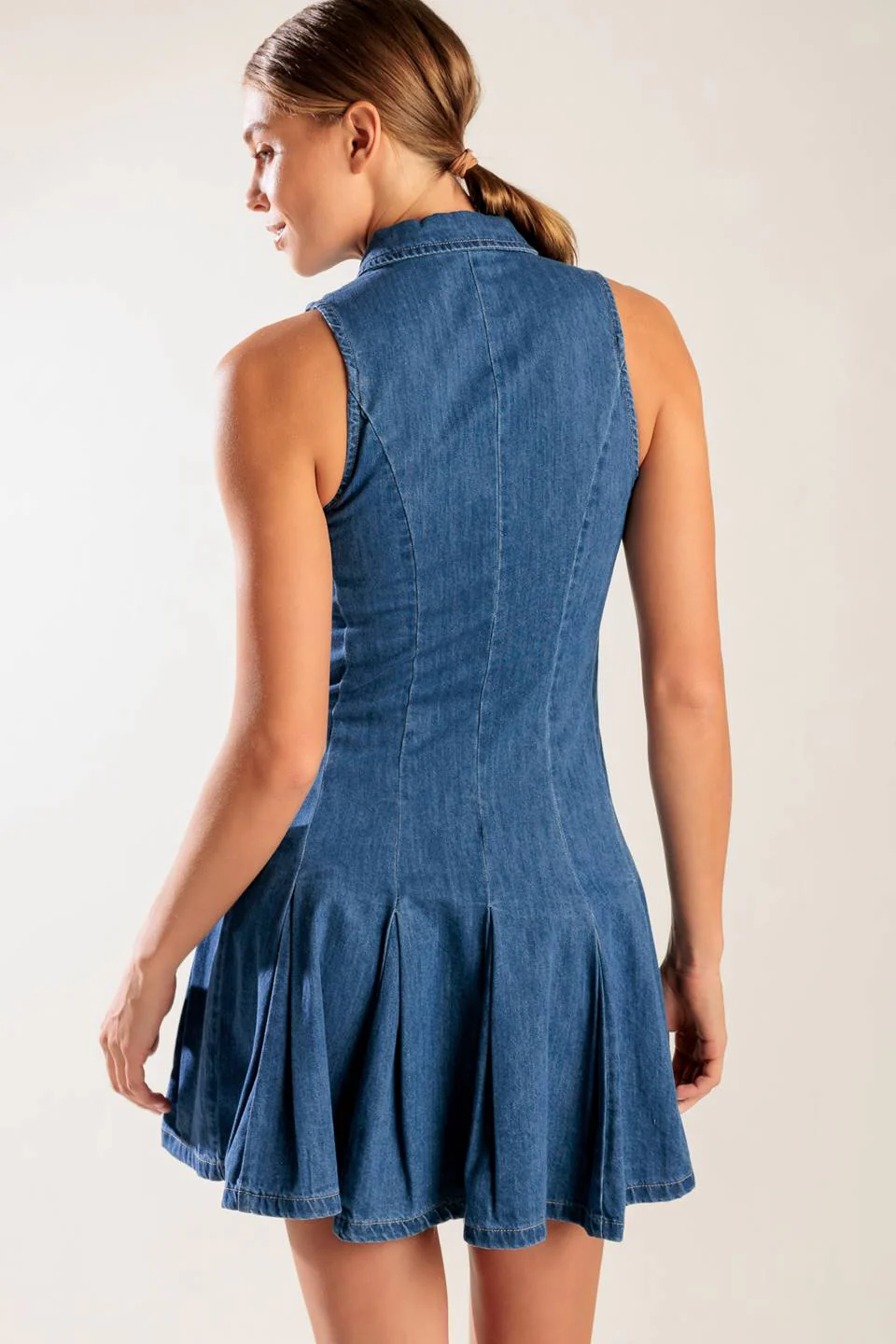 WHERE I WANT TO BE DENIM MINI DRESS - Image 4