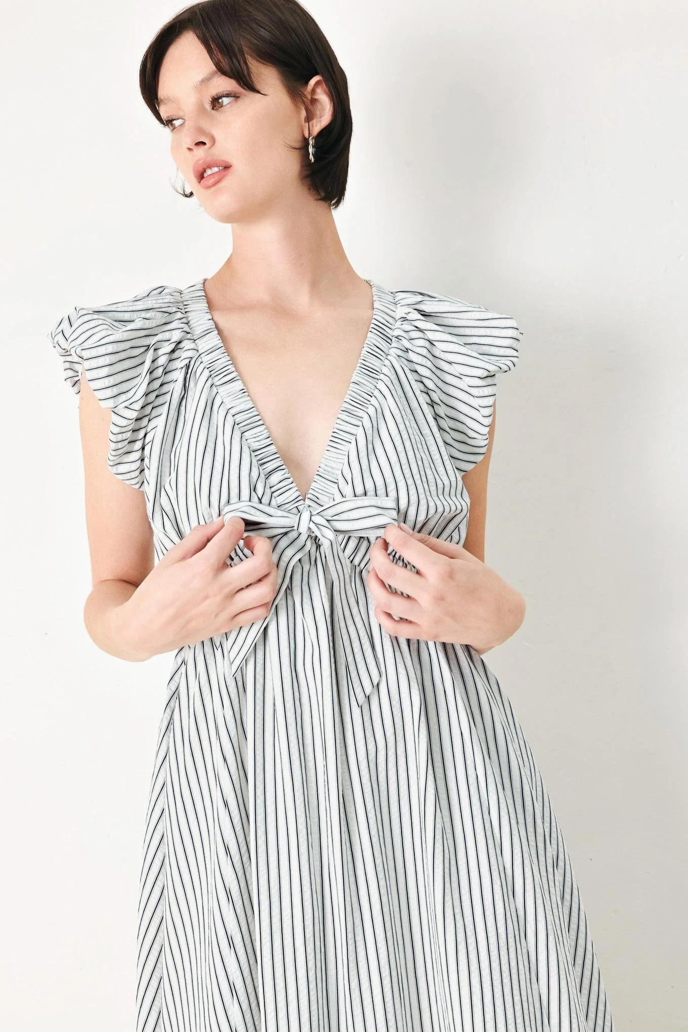 WHISPER STRIPE EMPIRE WAIST MIDI DRESS - Image 10