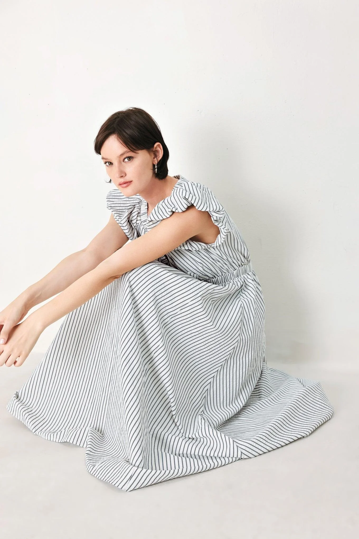 WHISPER STRIPE EMPIRE WAIST MIDI DRESS - Image 11