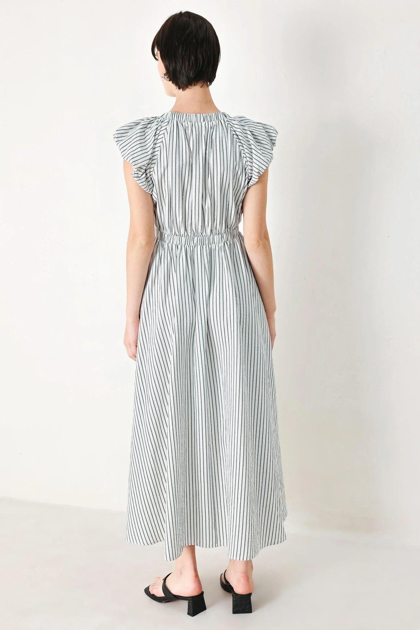 WHISPER STRIPE EMPIRE WAIST MIDI DRESS - Image 2