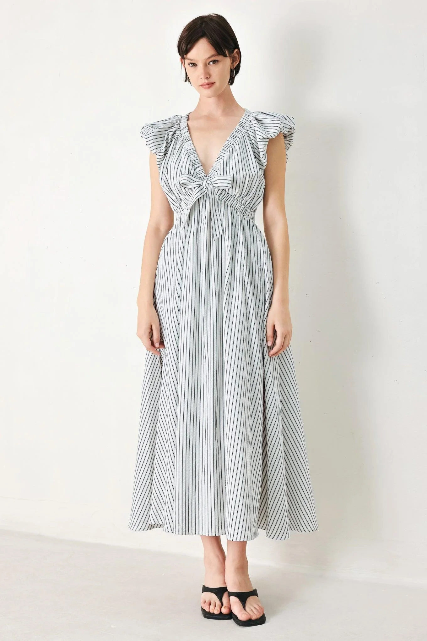 WHISPER STRIPE EMPIRE WAIST MIDI DRESS - Image 3