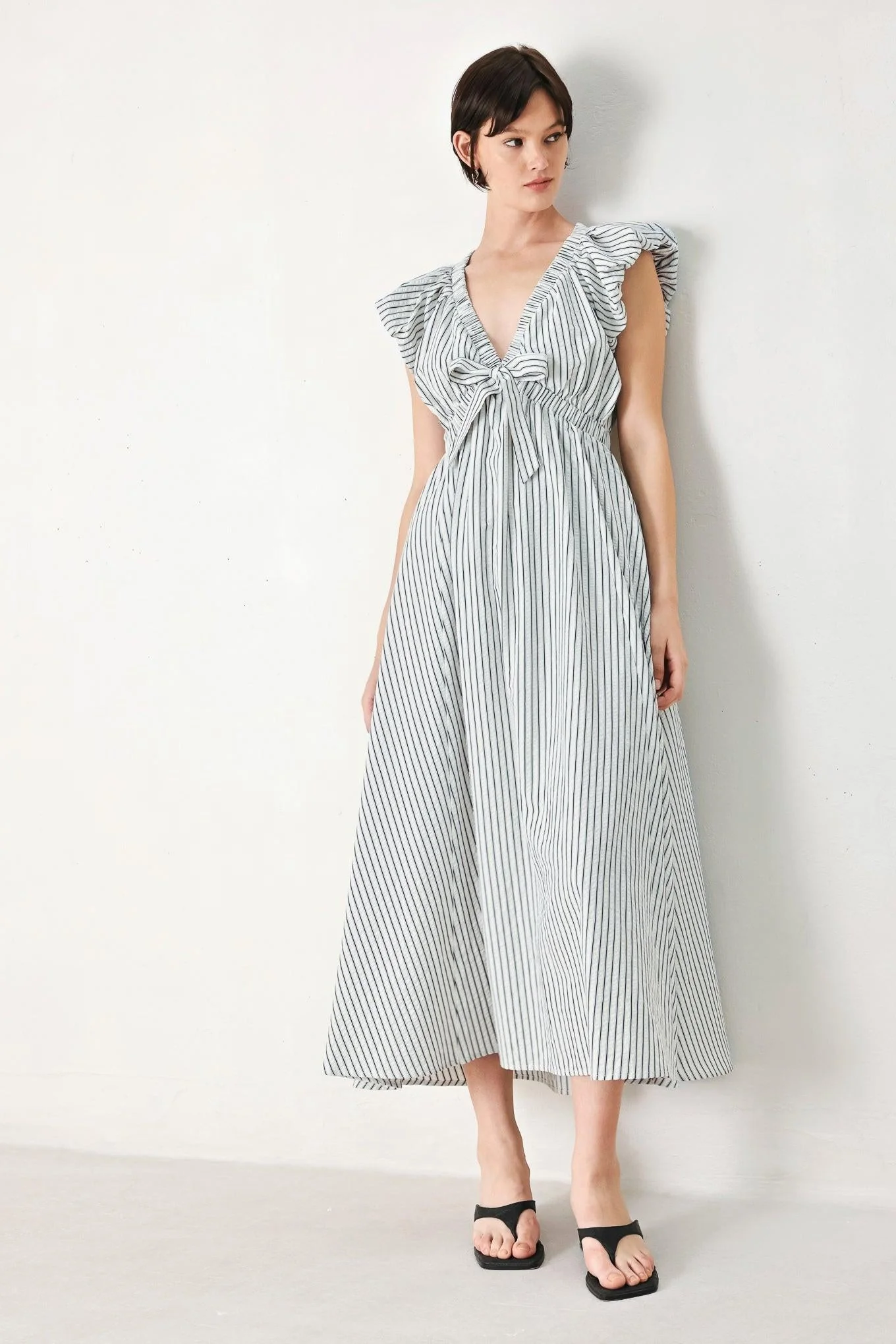 WHISPER STRIPE EMPIRE WAIST MIDI DRESS - Image 7