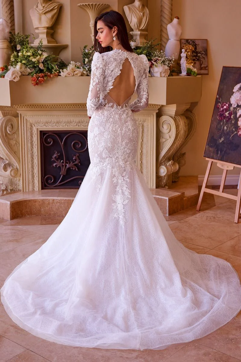 WL036 - Long Sleeve Lace Mermaid Bridal Gown - Andrea & Leo - Image 2