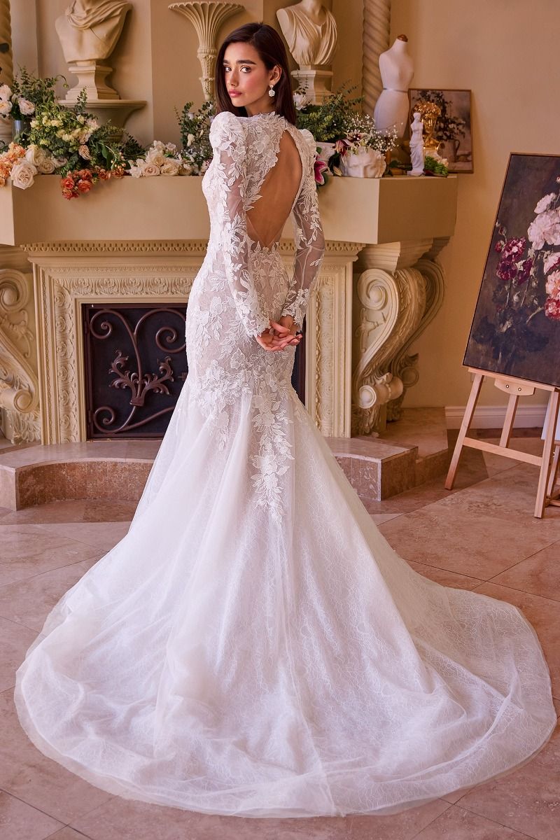 WL036 - Long Sleeve Lace Mermaid Bridal Gown - Andrea & Leo - Image 3