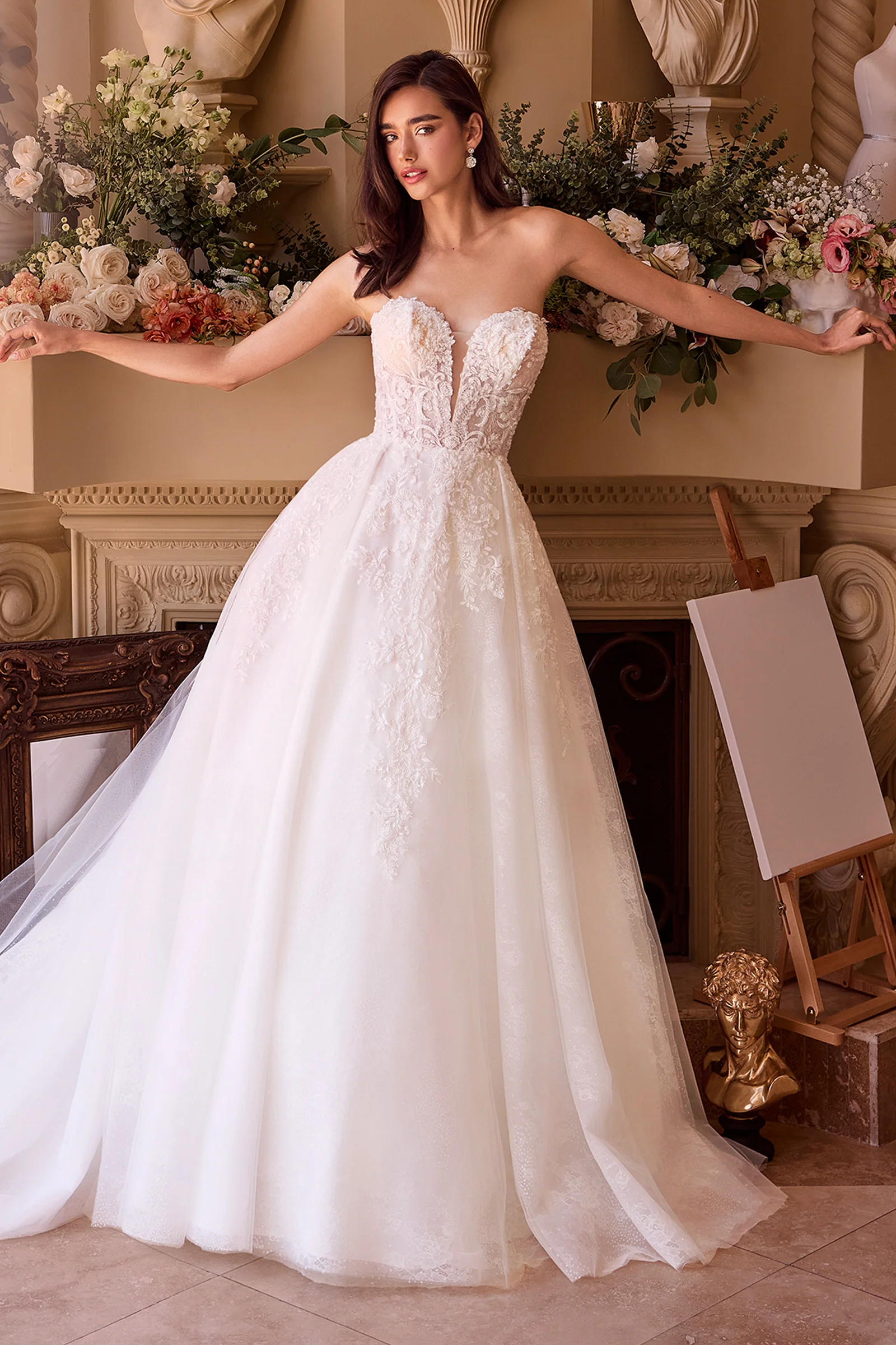 WL037 - Strapless Wedding Ball Gown & Lace Bolero - Andrea & Leo - Image 3