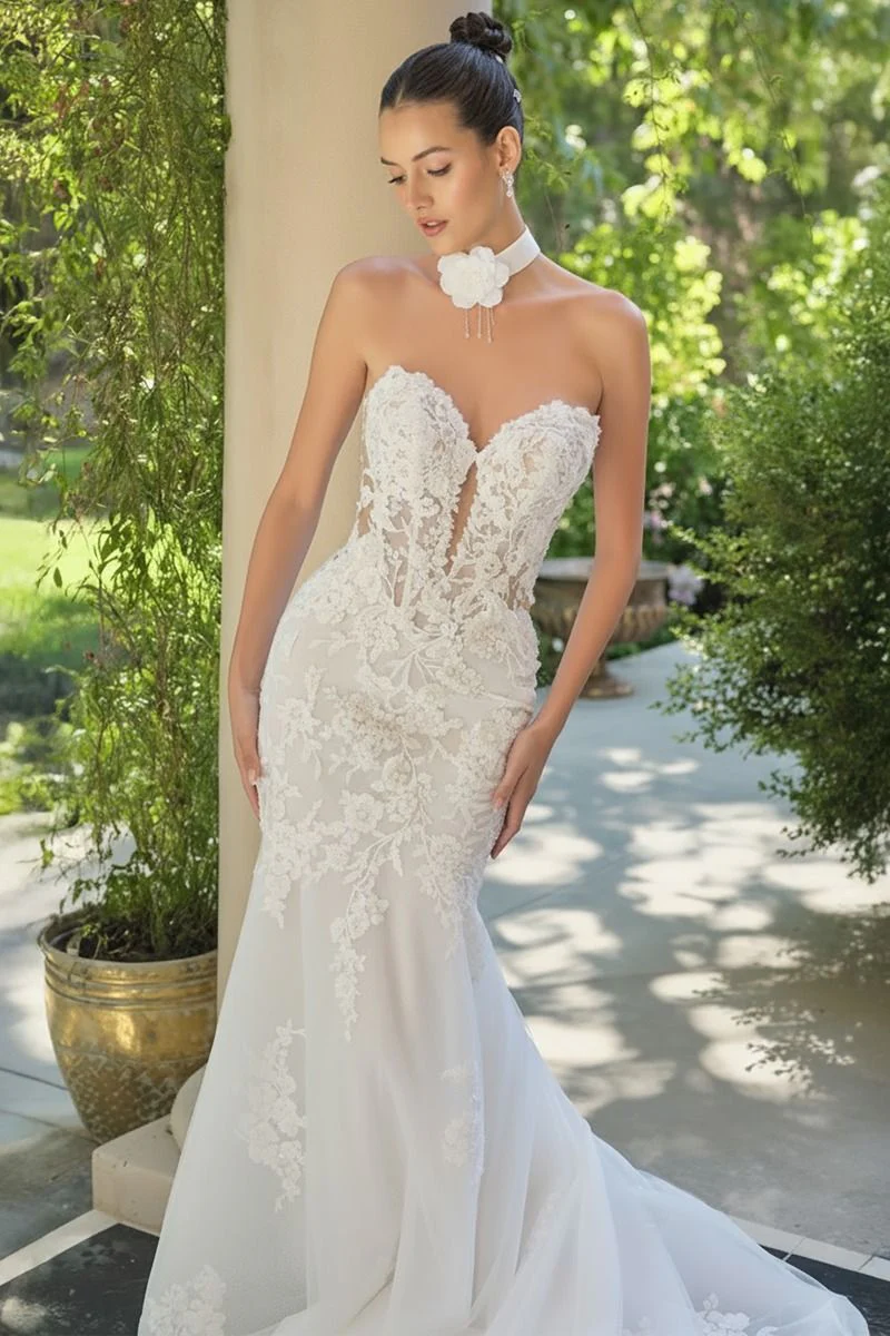 WL065 - Hera Lace Mermaid Gown With Removable Sleeves - Andrea & Leo - Image 6