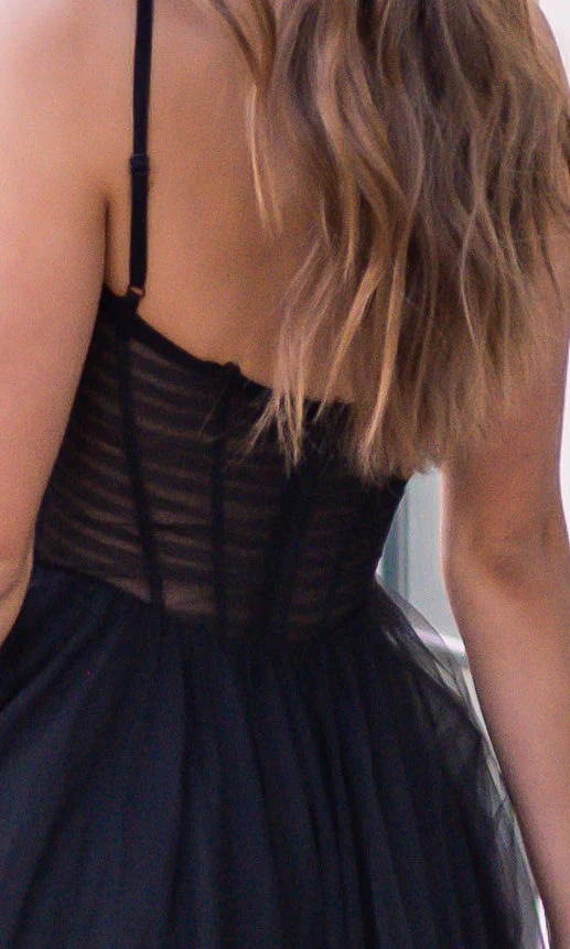 Yasmin Gown - Black - Tulle A-line Dress With Pleated Bodice - Image 7