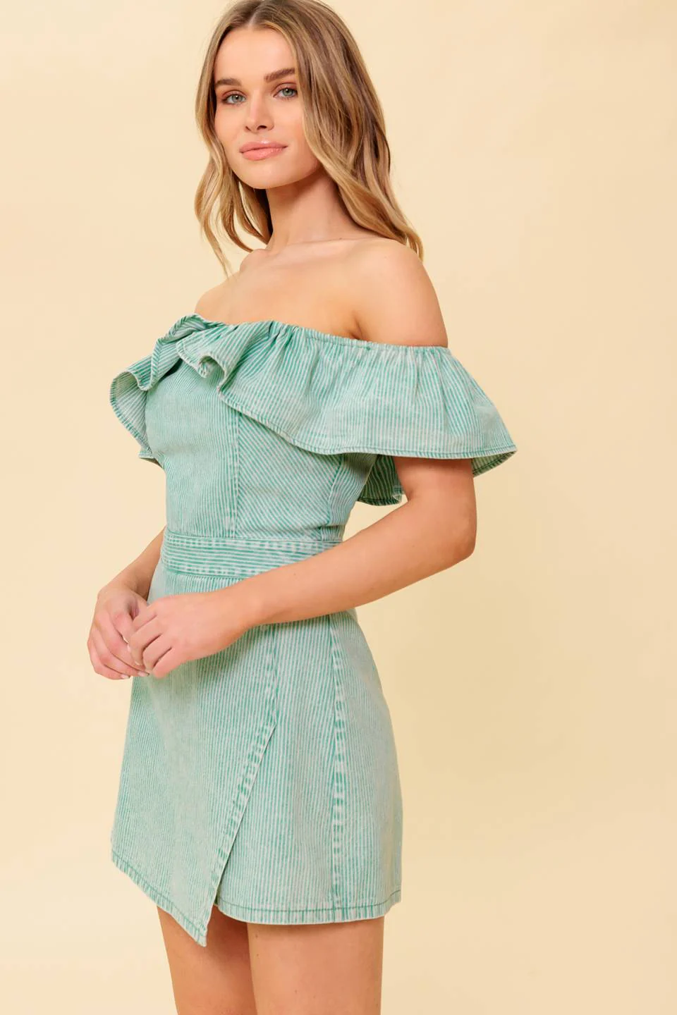 YOURS TO KEEP - LIGHT GREEN SKORT ROMPER - Image 4